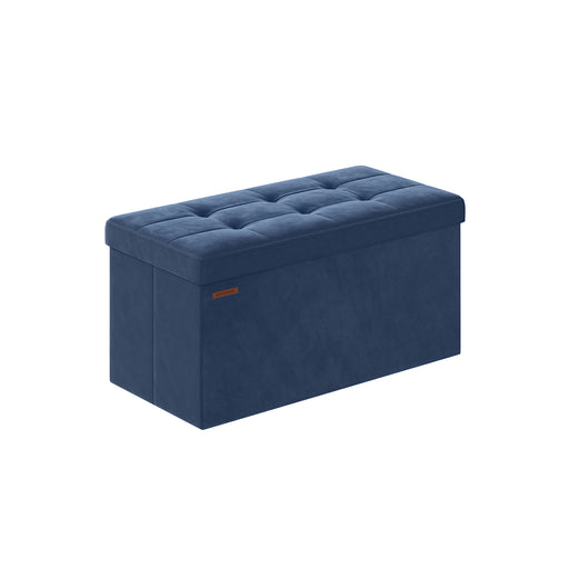 Midnight Blue Foldable Storage Ottoman Bench 38 x 76 cm with Padded Seat by Songmics