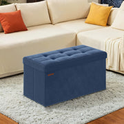 Velvet Foldable Storage Ottoman Bench with 2 Extra Boxes for Bedroom or Living Room by Songmics