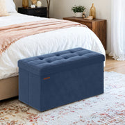 Velvet Foldable Storage Ottoman Bench with 2 Extra Boxes for Bedroom or Living Room by Songmics