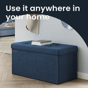 Velvet Foldable Storage Ottoman Bench with 2 Extra Boxes for Bedroom or Living Room by Songmics
