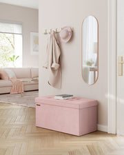 Foldable Storage Ottoman Bench Jelly Pink 38 x 76 x 38 cm with Padded Seat by Songmics
