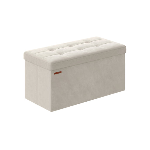 Foldable Small Ottoman Footstool with Storage and Padded Seat for Living Room by Songmics