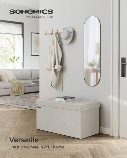 Foldable Small Ottoman Footstool with Storage and Padded Seat for Living Room by Songmics