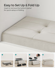 Foldable Small Ottoman Footstool with Storage and Padded Seat for Living Room by Songmics