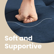 Foldable Blue Velvet Storage Ottoman Bench with Two Extra Boxes for Living Room by Songmics