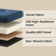 Foldable Blue Velvet Storage Ottoman Bench with Two Extra Boxes for Living Room by Songmics