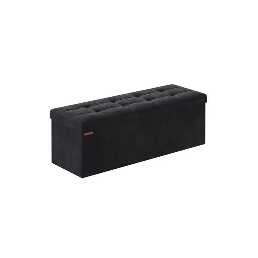 Foldable Storage Ottoman Bench Ink Black 110 cm with Seat and Hidden Storage by Songmics