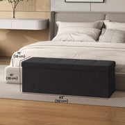 Black Velvet Foldable Storage Ottoman Bench with 2 Extra Boxes for Living Room by Songmics