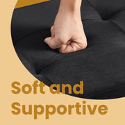 Black Velvet Foldable Storage Ottoman Bench with 2 Extra Boxes for Living Room by Songmics