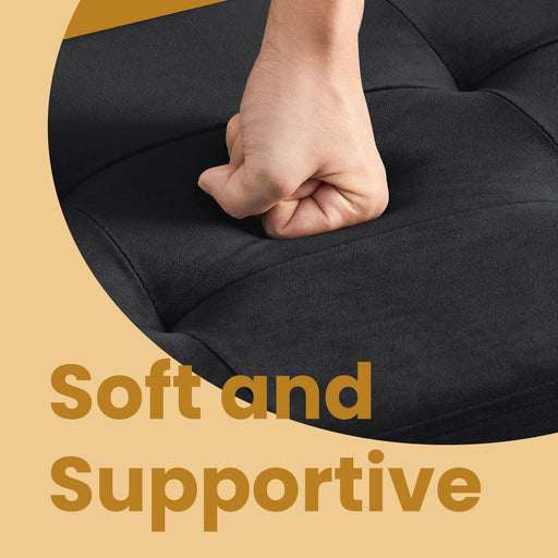 Black Velvet Foldable Storage Ottoman Bench with 2 Extra Boxes for Living Room by Songmics