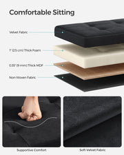 Foldable Storage Ottoman Bench Ink Black 110 cm with Seat and Hidden Storage by Songmics