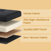 Black Velvet Foldable Storage Ottoman Bench with 2 Extra Boxes for Living Room by Songmics