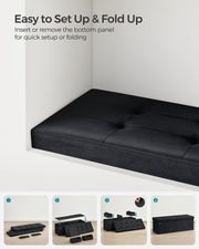Foldable Storage Ottoman Bench Ink Black 110 cm with Seat and Hidden Storage by Songmics