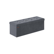 Slate Grey Foldable Storage Ottoman Bench 110 cm with Padded Seat and Hidden Compartment by Songmics