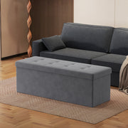 Large Foldable Storage Ottoman Bench with Padded Seat 110 cm for Living Room by Songmics