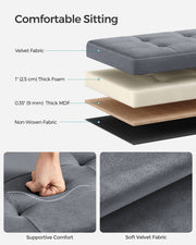 Slate Grey Foldable Storage Ottoman Bench 110 cm with Padded Seat and Hidden Compartment by Songmics