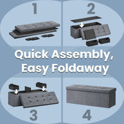 Large Foldable Storage Ottoman Bench with Padded Seat 110 cm for Living Room by Songmics