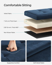 Midnight Blue Foldable Storage Ottoman Bench 110 cm with Padded Seat by Songmics