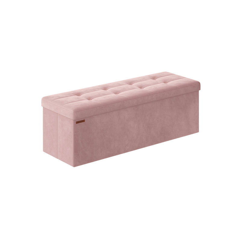 Foldable Storage Ottoman Bench in Jelly Pink 110 cm with Hidden Compartment by Songmics