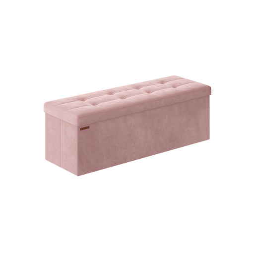 Foldable Storage Ottoman Bench in Jelly Pink 110 cm with Hidden Compartment by Songmics