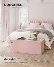 Foldable Storage Ottoman Bench in Jelly Pink 110 cm with Hidden Compartment by Songmics
