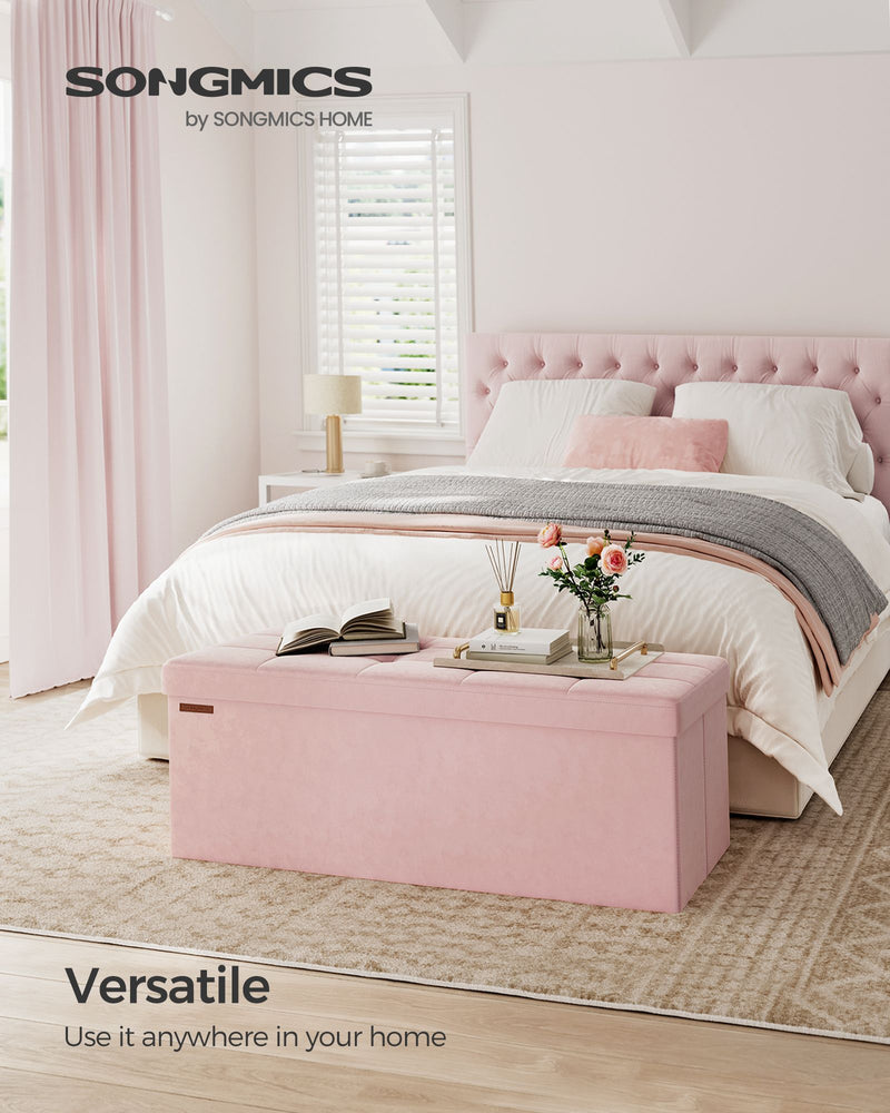 Foldable Storage Ottoman Bench in Jelly Pink 110 cm with Hidden Compartment by Songmics