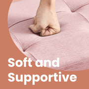 Pink Velvet Foldable Storage Ottoman Bench with Two Extra Boxes for Living Room by Songmics 110x38x38cm