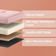 Pink Velvet Foldable Storage Ottoman Bench with Two Extra Boxes for Living Room by Songmics 110x38x38cm