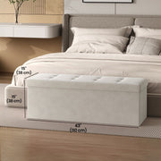 Foldable Storage Ottoman Bench with Padded Seat 110 cm for Living Room by Songmics