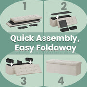 Foldable Storage Ottoman Bench with Padded Seat 110 cm for Living Room by Songmics