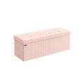 Pink Foldable Storage Ottoman Bench with Padded Foot Rest for Living Room or Bedroom 38 x 110 x 38 cm by Songmics