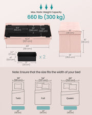Pink Foldable Storage Ottoman Bench with Padded Foot Rest for Living Room or Bedroom 38 x 110 x 38 cm by Songmics