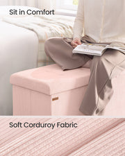 Pink Foldable Storage Ottoman Bench with Padded Foot Rest for Living Room or Bedroom 38 x 110 x 38 cm by Songmics