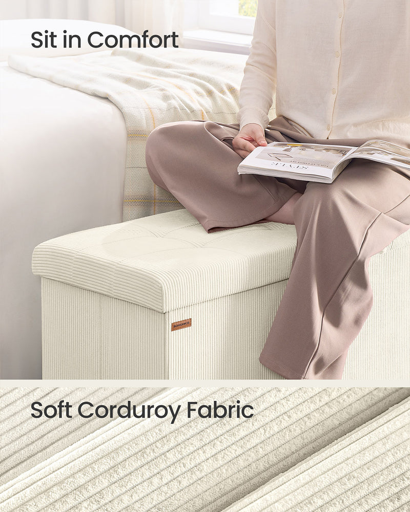 Foldable Storage Ottoman Bench with Padded Footrest for Living Room or Bedroom by Songmics