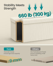 Foldable Storage Ottoman Bench with Padded Footrest for Living Room or Bedroom by Songmics