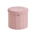 Round Foldable Storage Ottoman Stool with Removable Lid for Living Room by Songmics