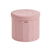 Round Foldable Storage Ottoman Stool with Removable Lid for Living Room by Songmics