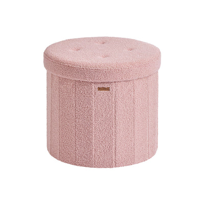 Round Foldable Storage Ottoman Stool with Removable Lid for Living Room by Songmics