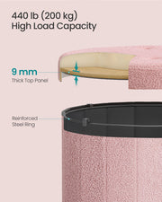 Round Foldable Storage Ottoman Stool with Removable Lid for Living Room by Songmics