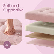 Large Pink Linen Storage Ottoman Bench Upholstered End of Bed Seat with Hinged Lid by Songmics
