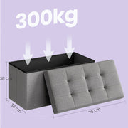 Grey Storage Ottoman Bench with Hidden Compartment for Bedroom or Hallway 76 cm by Songmics