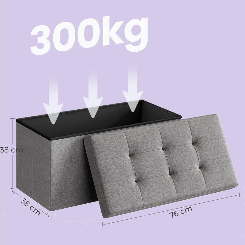 Grey Storage Ottoman Bench with Hidden Compartment for Bedroom or Hallway 76 cm by Songmics