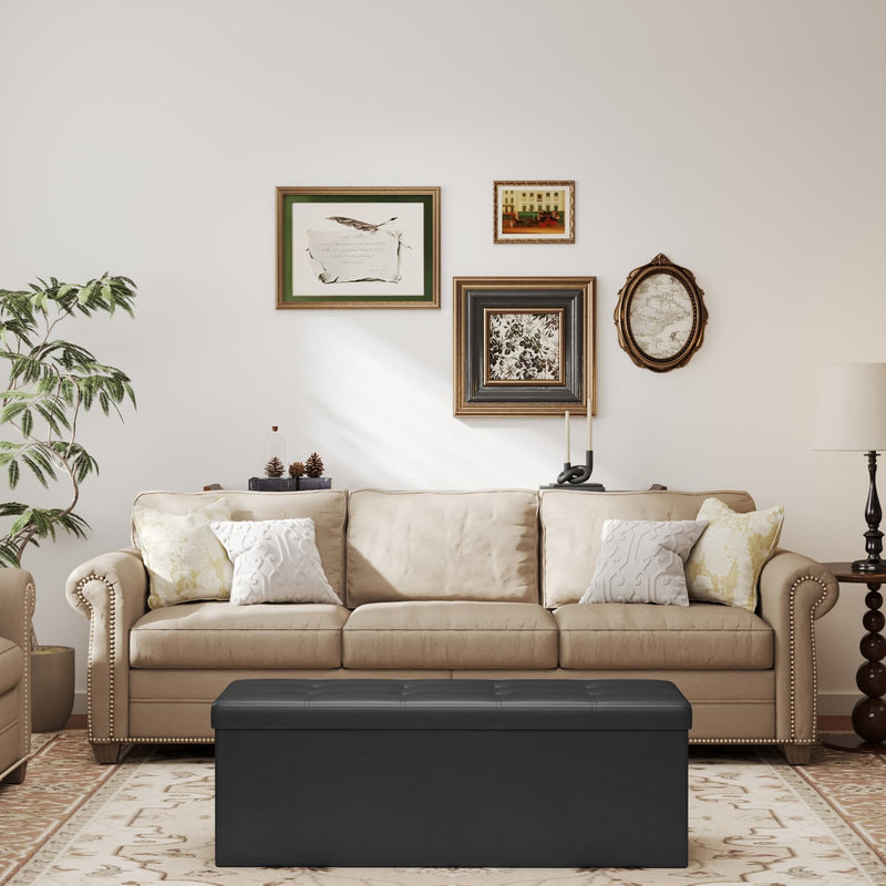 110 cm Folding Storage Ottoman Bench for Living Room or Bedroom End of Bed by Songmics