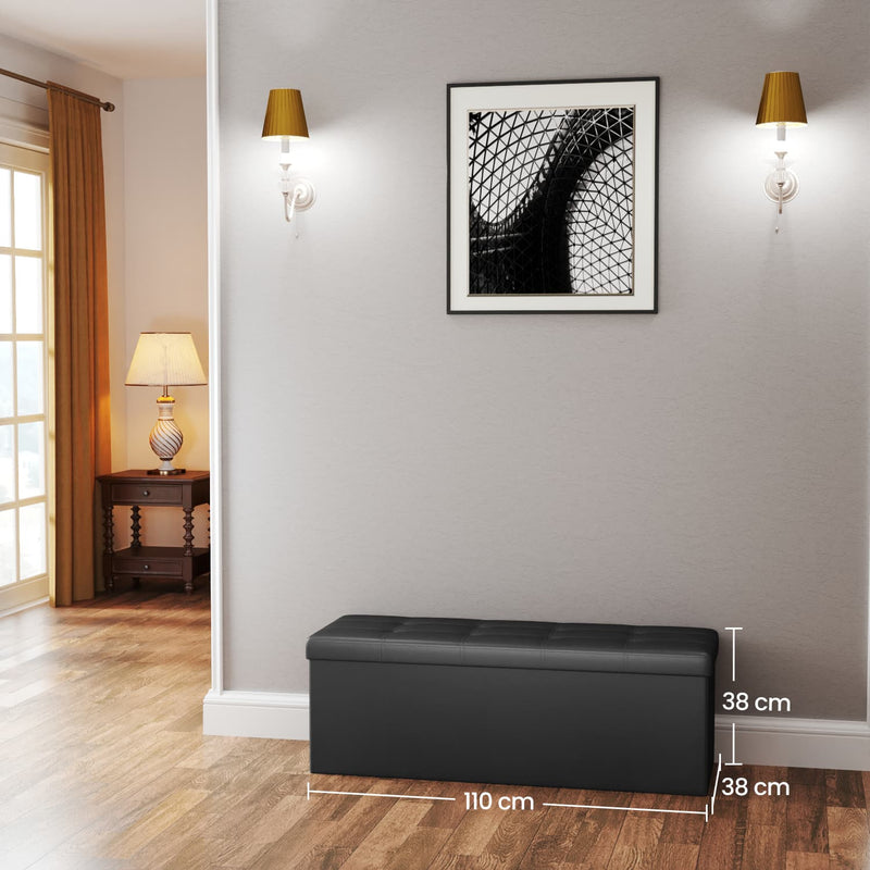 110 cm Folding Storage Ottoman Bench for Living Room or Bedroom End of Bed by Songmics