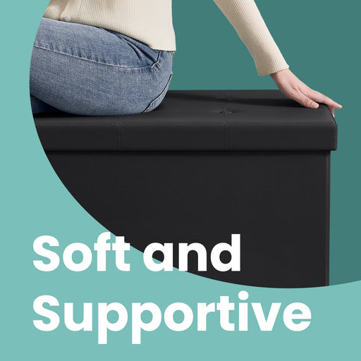 110 cm Folding Storage Ottoman Bench for Living Room or Bedroom End of Bed by Songmics