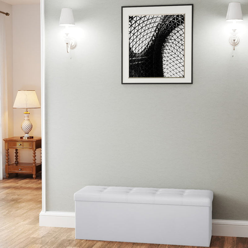 110 cm Folding Storage Ottoman Bench with Hidden Compartment for Bedroom or Lounge by Songmics
