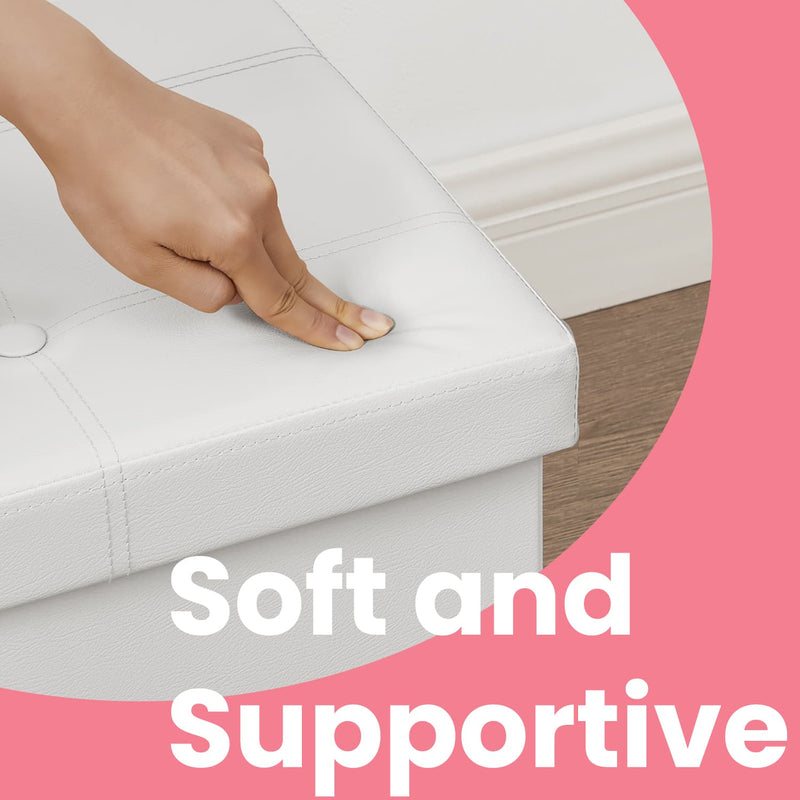 110 cm Folding Storage Ottoman Bench with Hidden Compartment for Bedroom or Lounge by Songmics