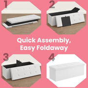 110 cm Folding Storage Ottoman Bench with Hidden Compartment for Bedroom or Lounge by Songmics