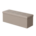 Camel brown folding storage ottoman bench, lifestyle shot in living room
