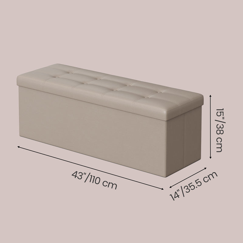 Removable divider inside camel brown ottoman storage bench